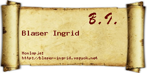 Blaser Ingrid névjegykártya